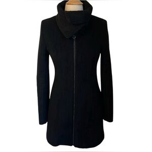Laundry by Shelli Secal Black Wool Blend Coat w/oversized collar Size Small